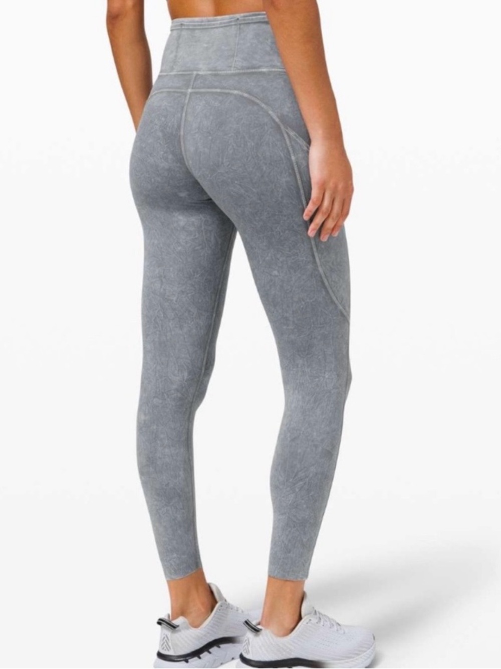 Lululemon fast and free gray asphalt ice dye Leggings size 6